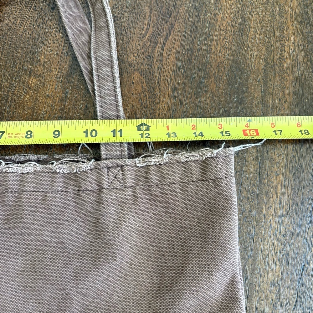 Urban Outfitters Smiley Dark Brown Canvas Tote Book Fringe Bag OS - Picture 8 of 10